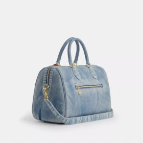 Bolso tipo cartera grande Rowan en denim desgastado con Charms