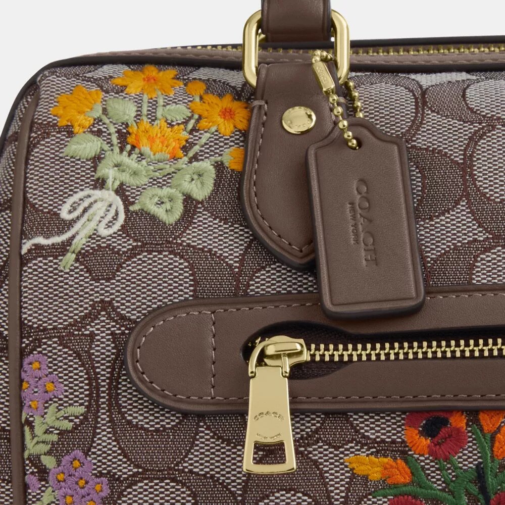 Bolso tipo cartera Rowan en jacquard exclusivo con bordado floral