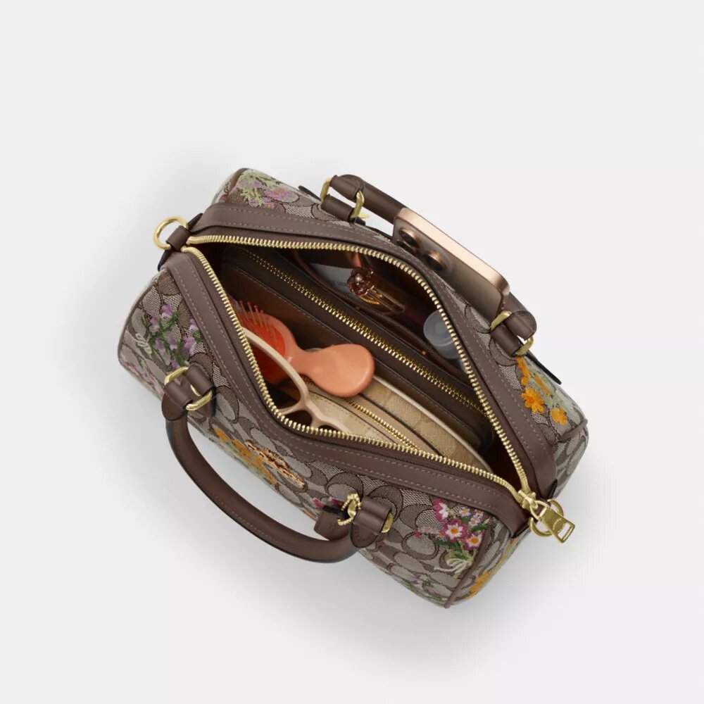 Bolso tipo cartera Rowan en jacquard exclusivo con bordado floral