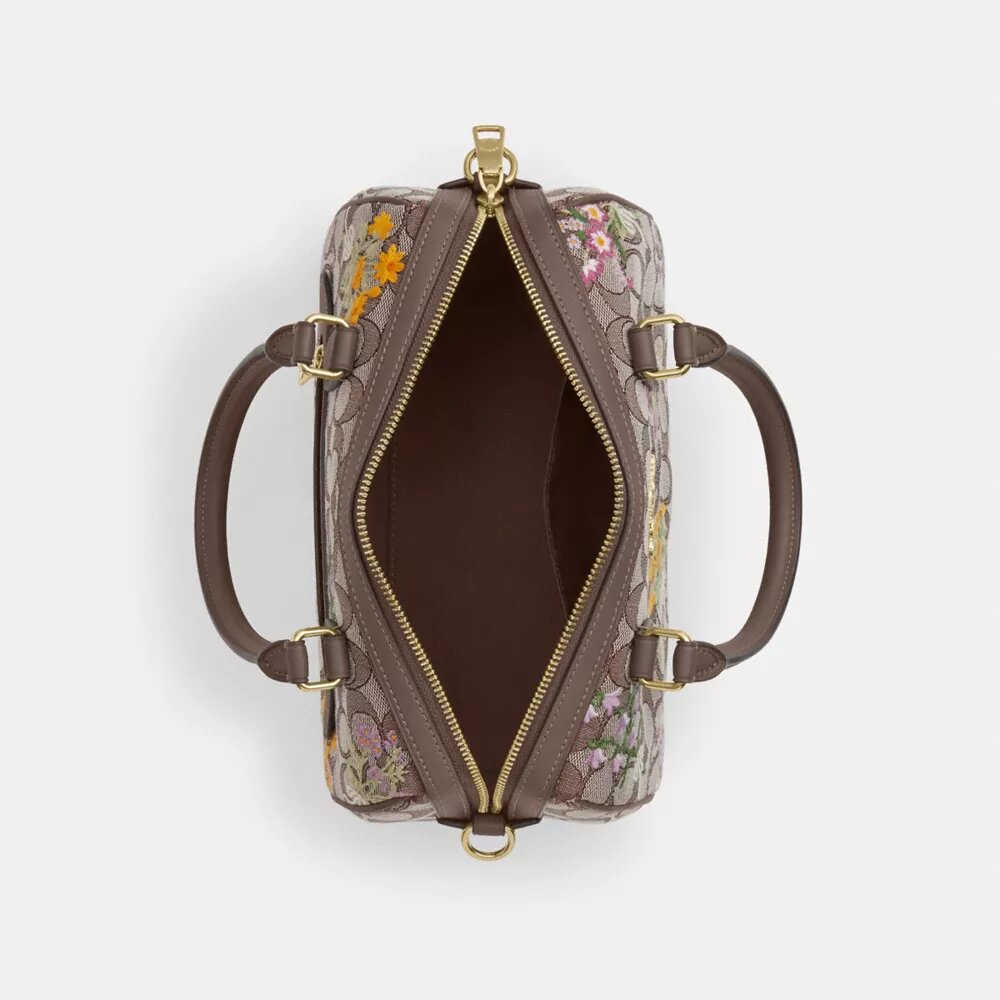 Bolso tipo cartera Rowan en jacquard exclusivo con bordado floral