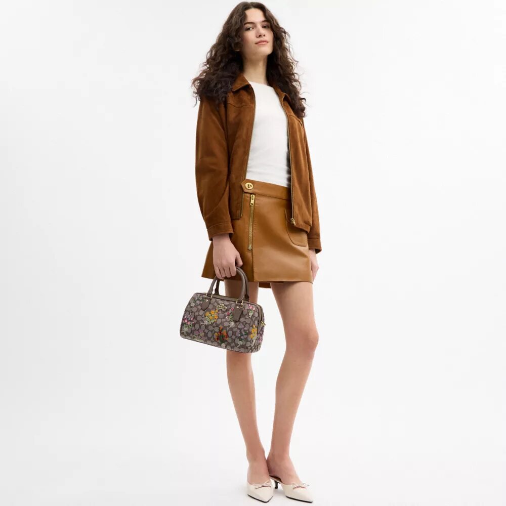 Bolso tipo cartera Rowan en jacquard exclusivo con bordado floral