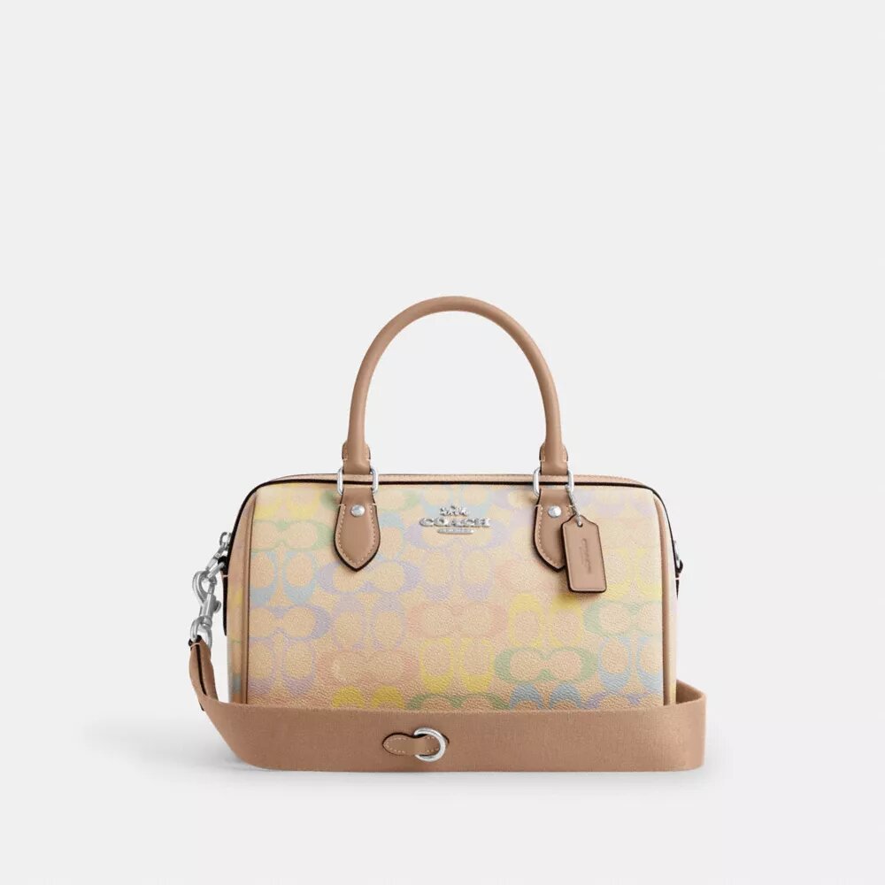 Bolso tipo cartera Rowan en Signature Canvas Rainbow