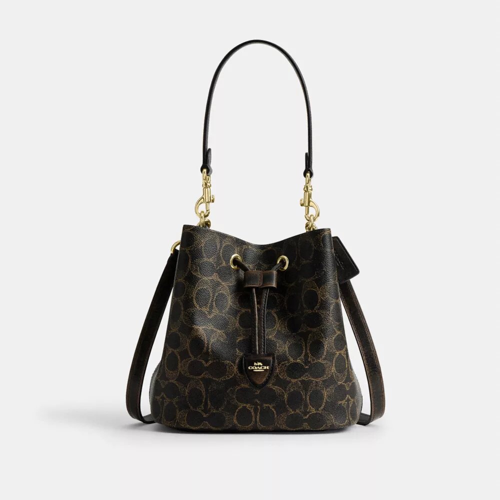 Bolso tipo cubo Rowan en Signature Canvas con Charms