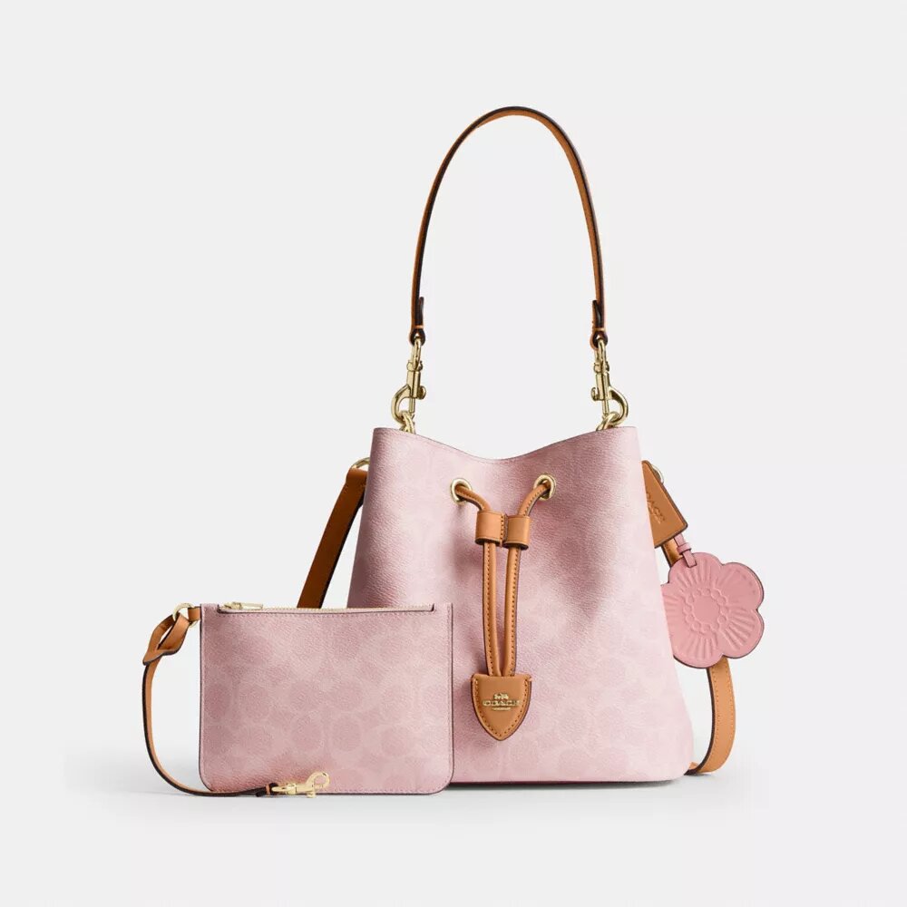 Bolso tipo cubo Rowan en Signature Canvas con Charms