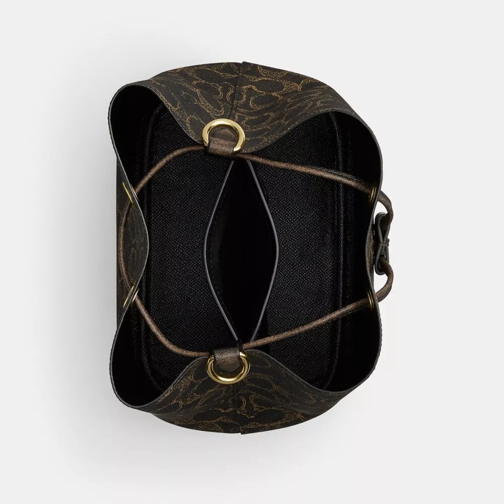 Bolso tipo cubo Rowan en Signature Canvas con Charms