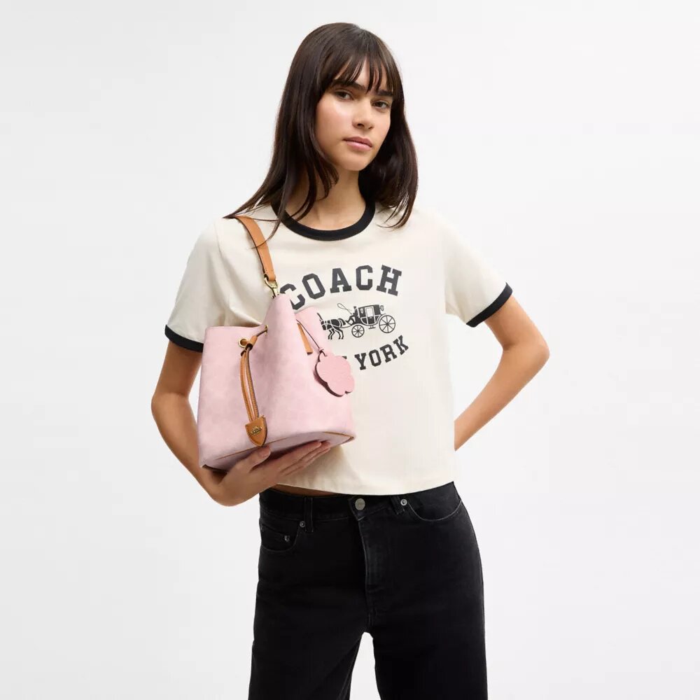 Bolso tipo cubo Rowan en Signature Canvas con Charms