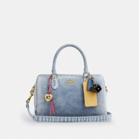 Bolso tipo satchel Rowan en denim desgastado con Charms