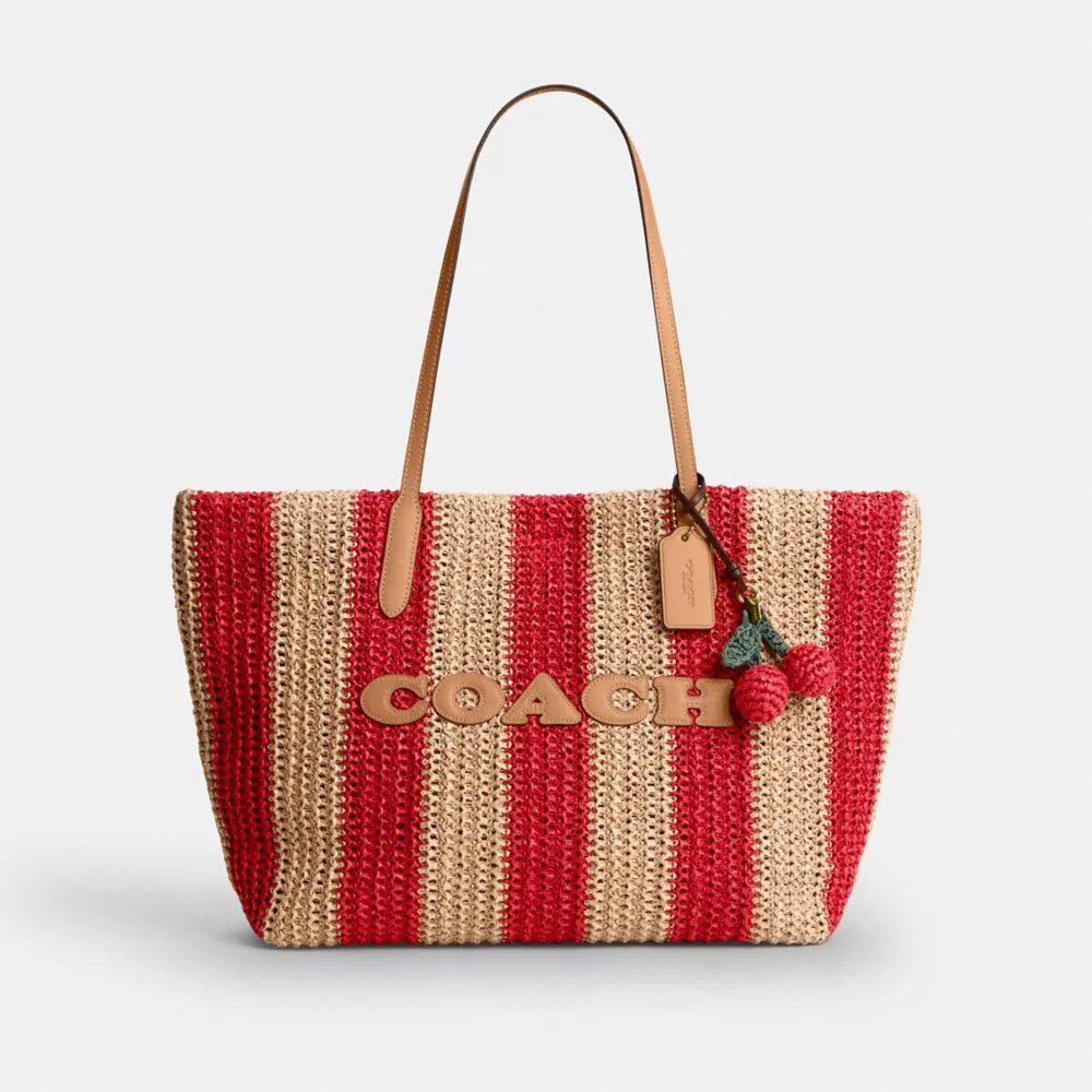 Bolso Tote urbano con rayas y Charms
