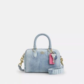 Bolsos bandolera Mini Rowan en denim desgastado con Charms