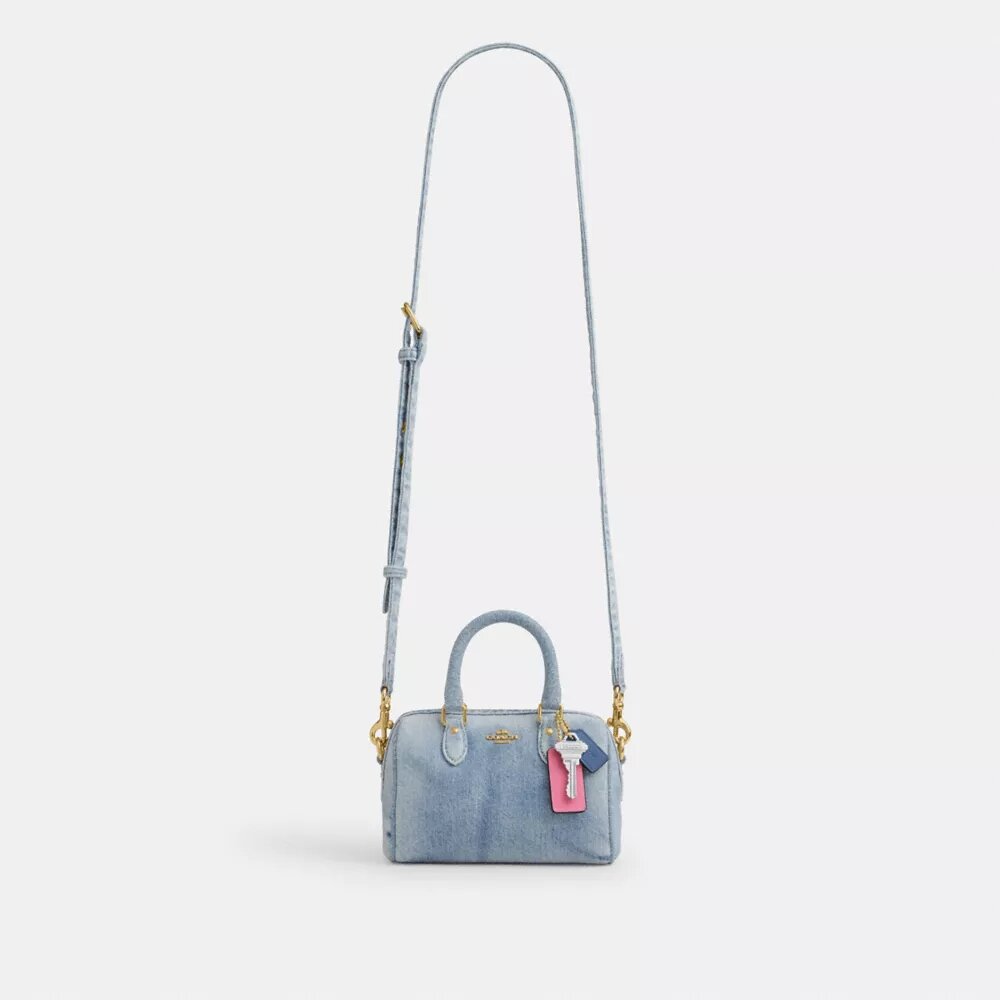 Bolsos bandolera Mini Rowan en denim desgastado con Charms