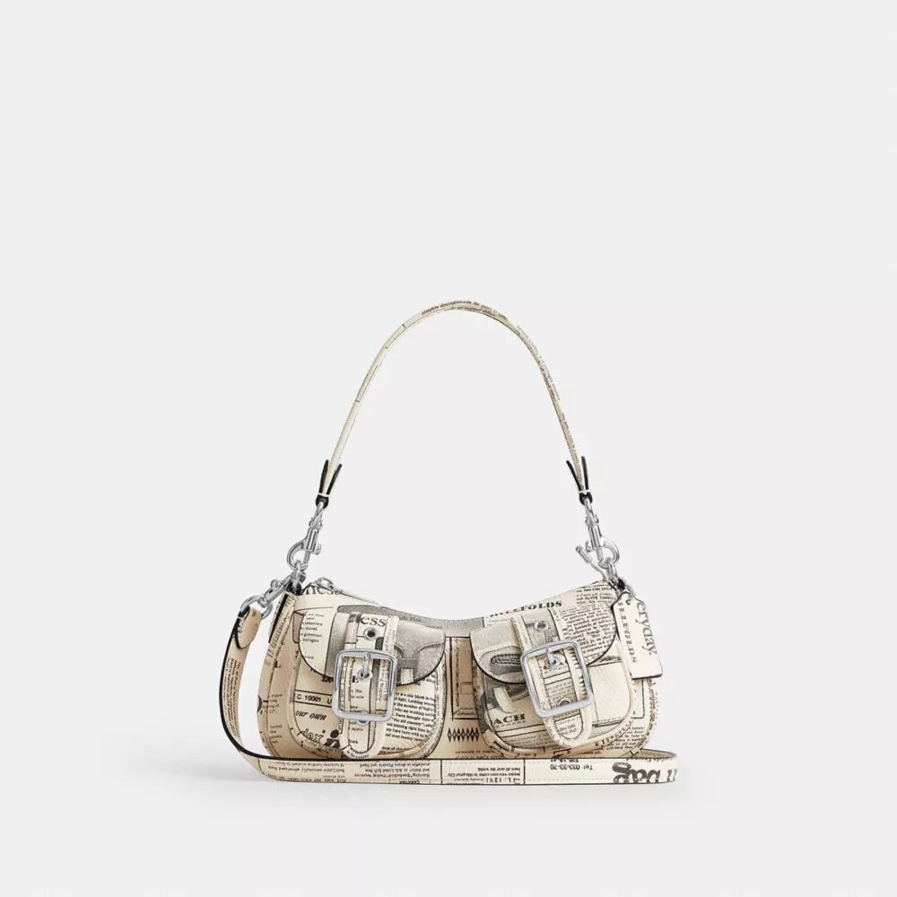 Bolsos de hombro Ashton con estampado de periódico