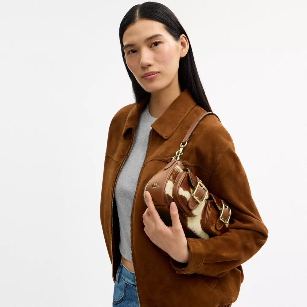 Bolsos de hombro Ashton en piel de becerro con estampado de vaca