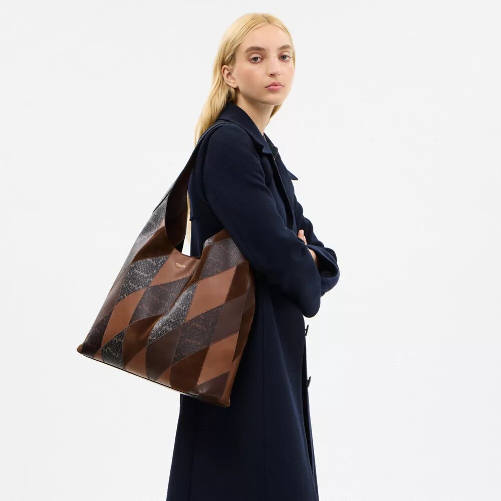 Bolsos de hombro Brooklyn 39 con patchwork de piel de serpiente