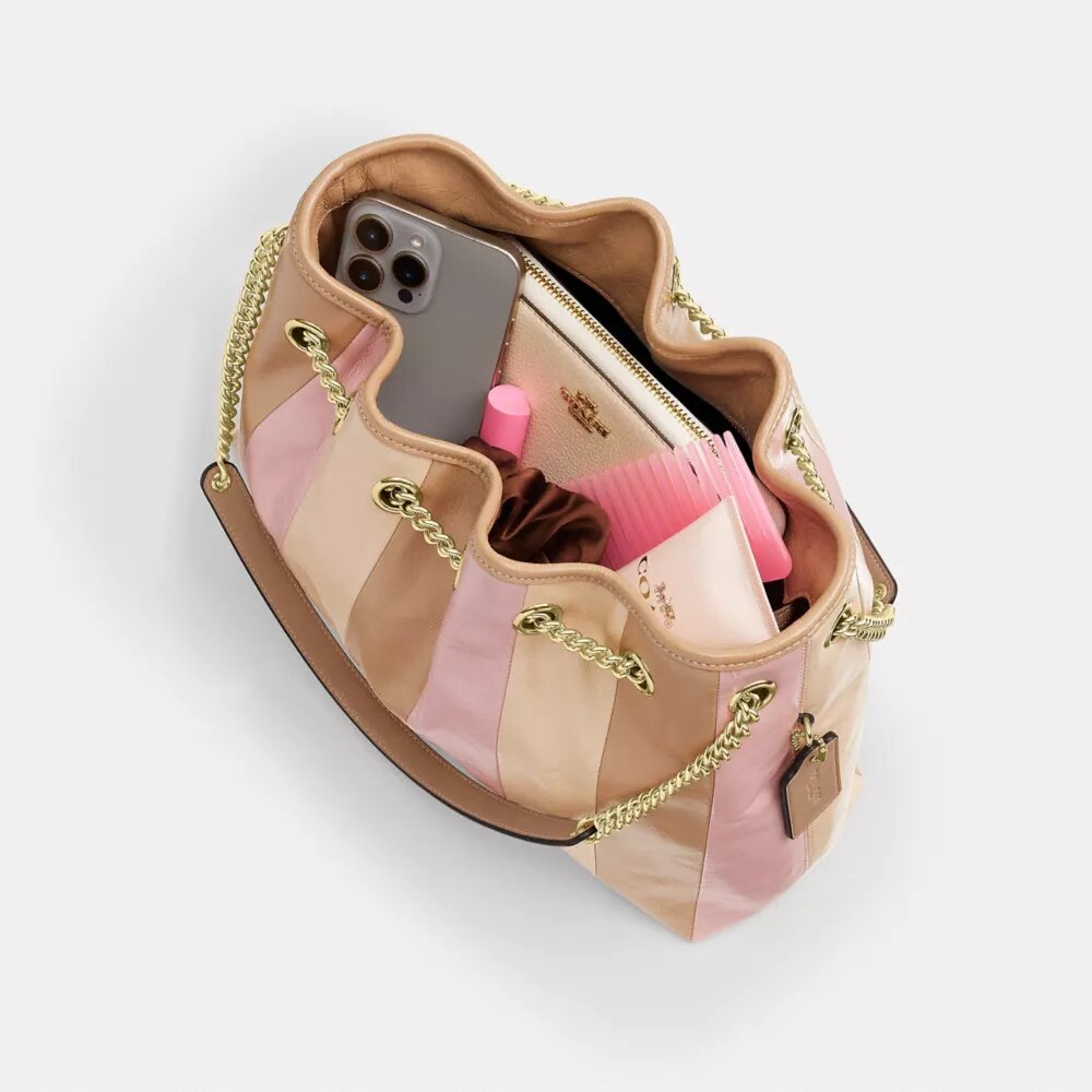 Bolsos de hombro Evelyn con patchwork a rayas