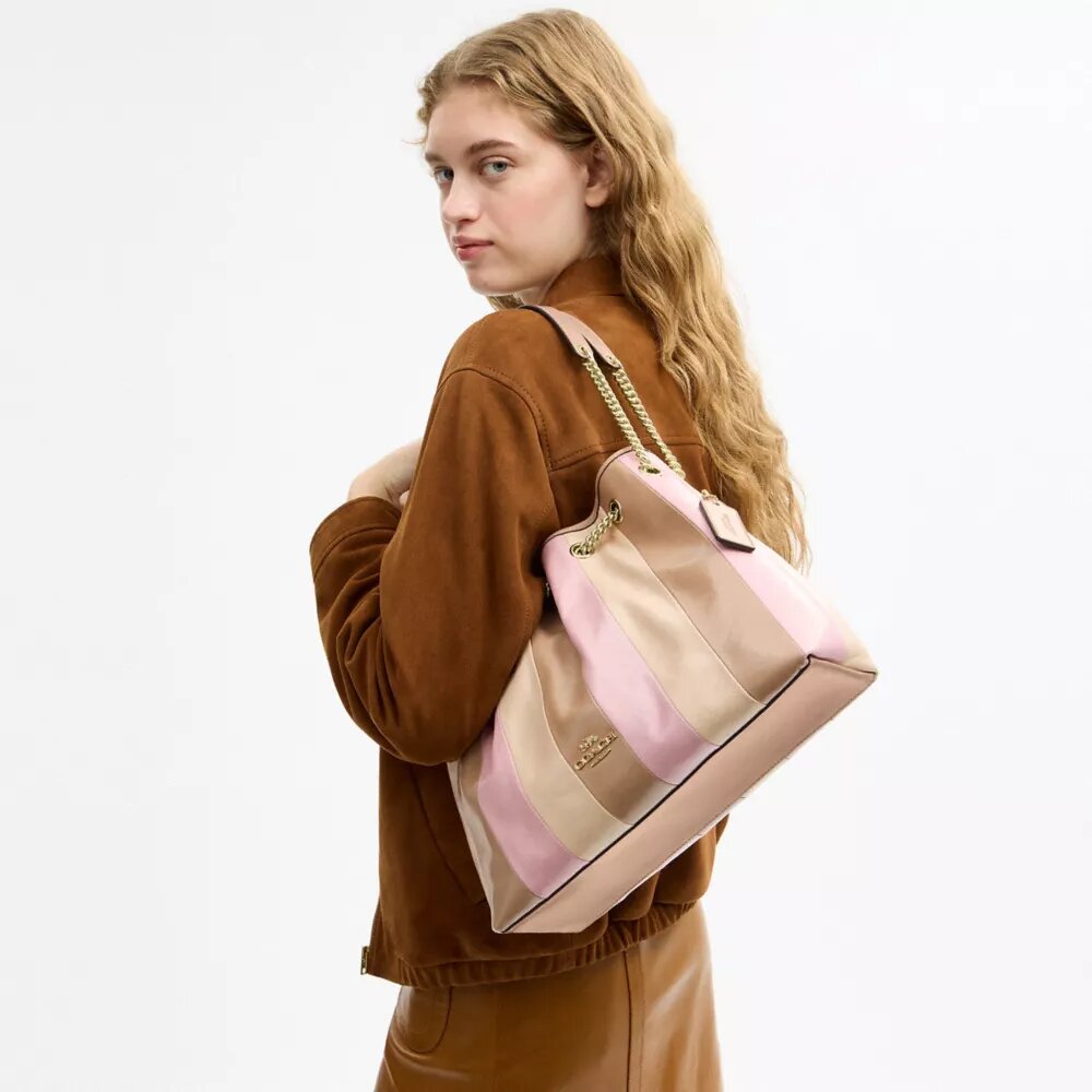Bolsos de hombro Evelyn con patchwork a rayas