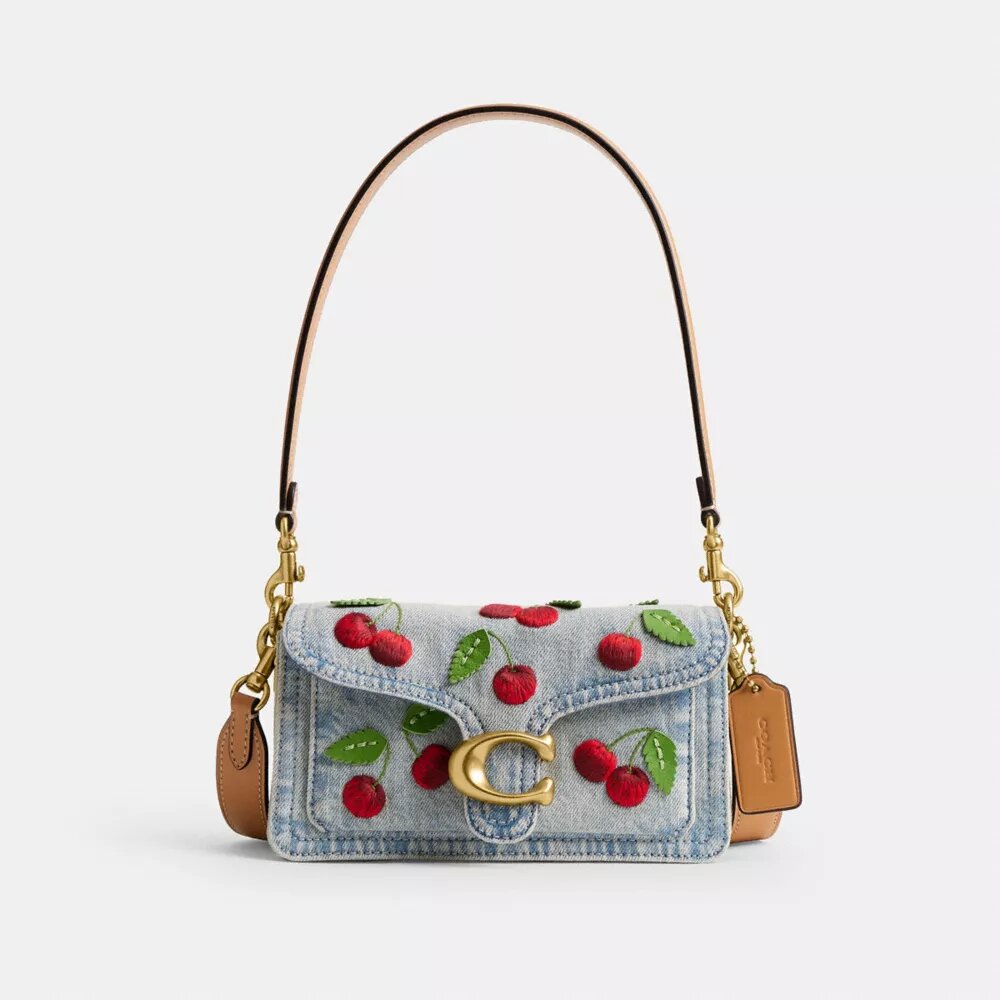Bolsos de hombro Tabby 20 con bordado de cerezas