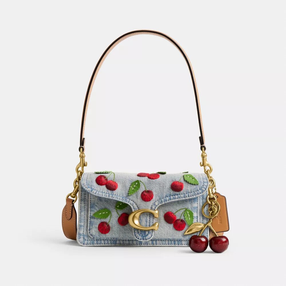 Bolsos de hombro Tabby 20 con bordado de cerezas