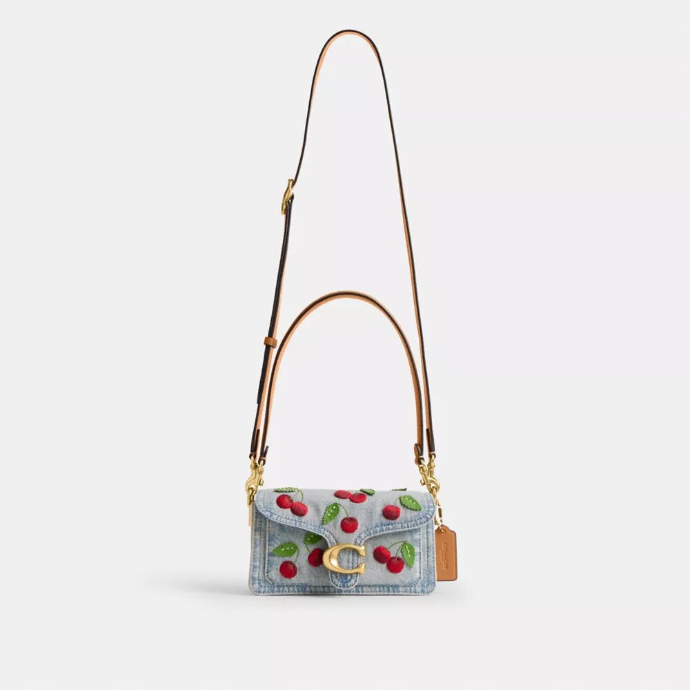 Bolsos de hombro Tabby 20 con bordado de cerezas