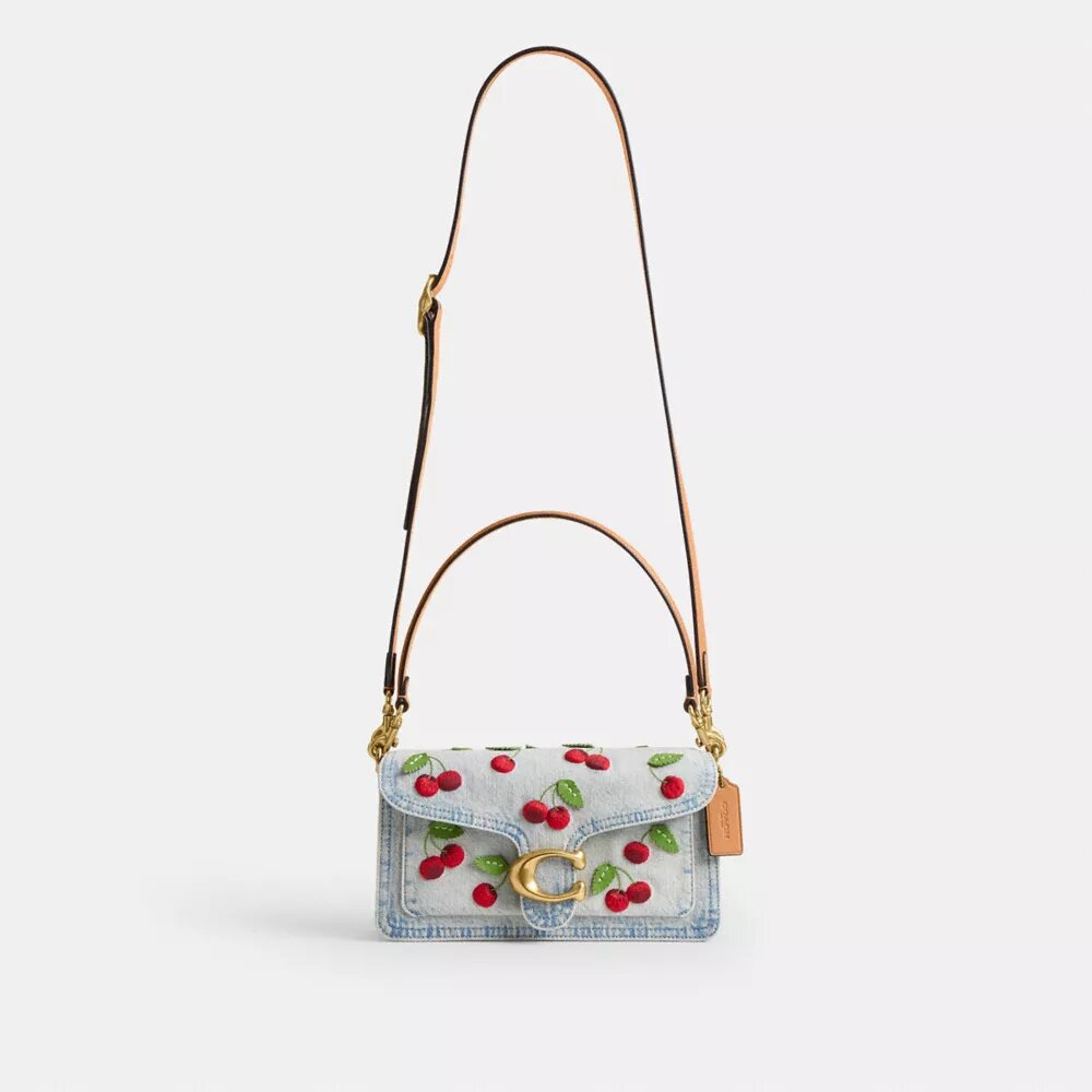 Bolsos de hombro Tabby 26 con bordado de cerezas