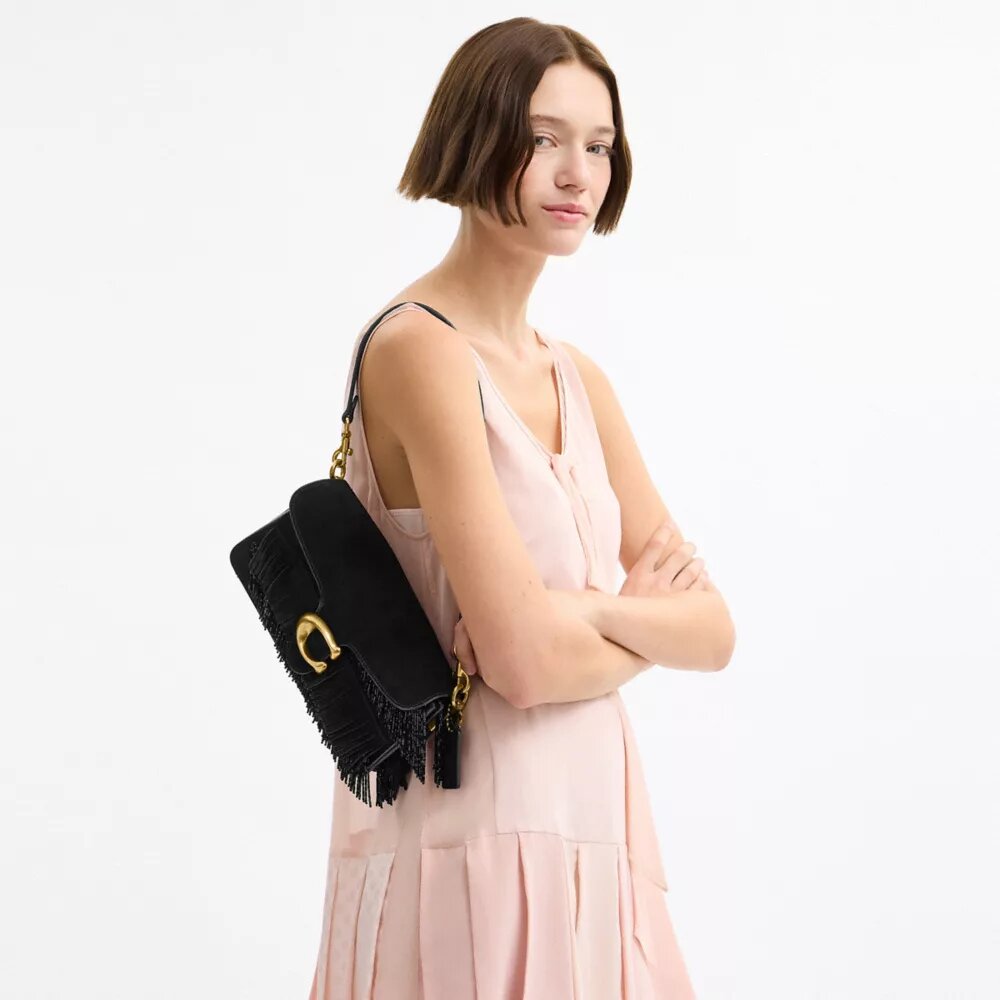 Bolsos de hombro Tabby 26 con flecos de cuentas de cristal
