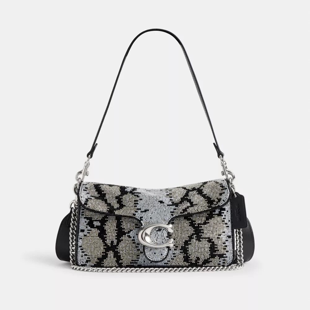 Bolsos de hombro Tabby 26 con motivo de serpiente con abalorios