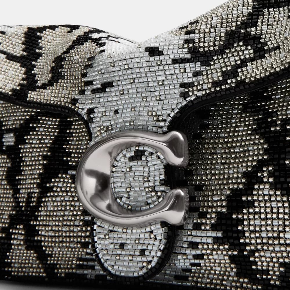 Bolsos de hombro Tabby 26 con motivo de serpiente con abalorios