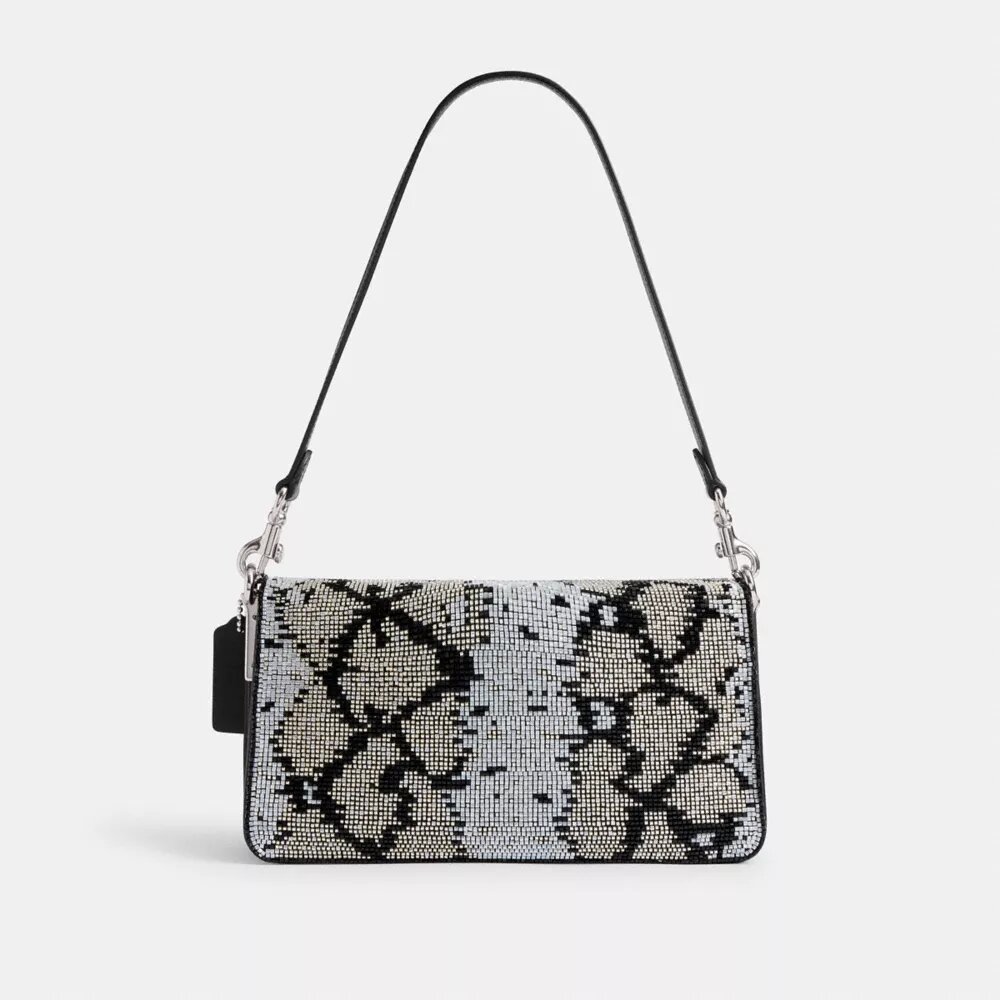 Bolsos de hombro Tabby 26 con motivo de serpiente con abalorios