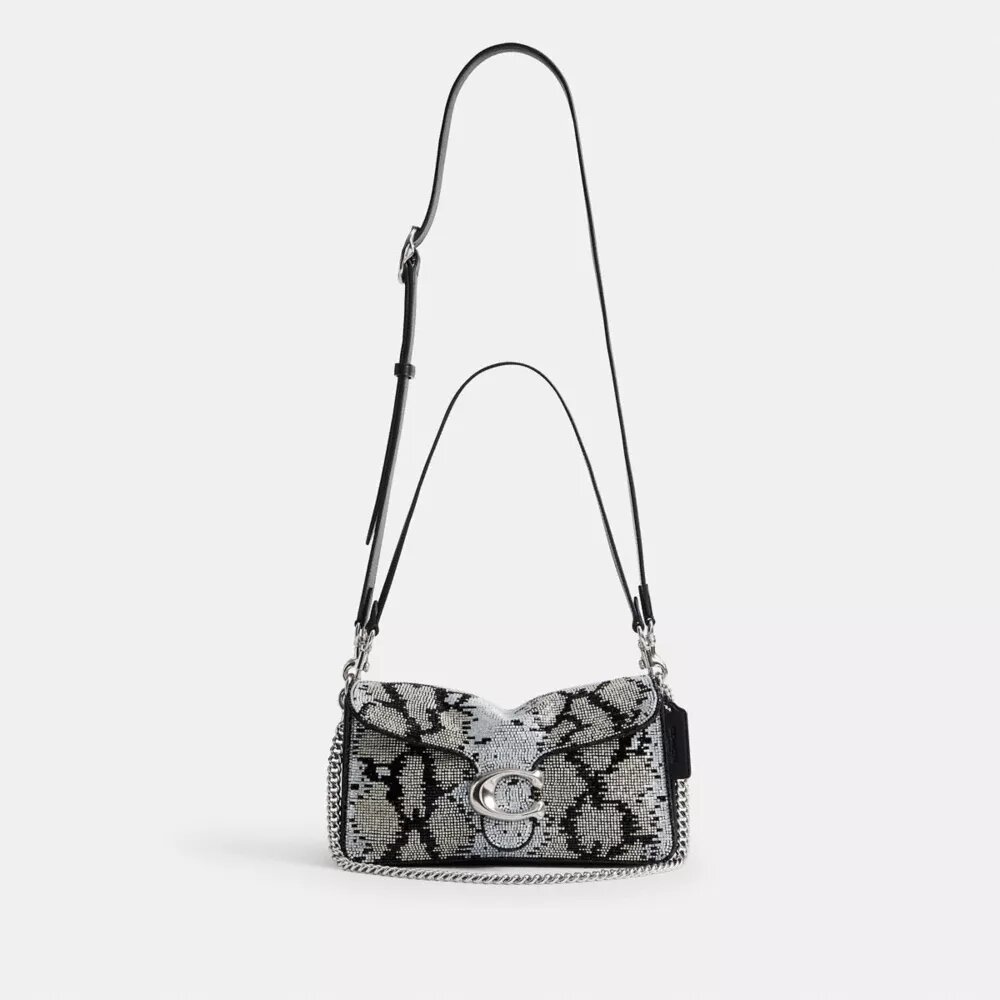 Bolsos de hombro Tabby 26 con motivo de serpiente con abalorios