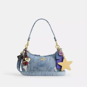 Bolsos de hombro Teri en denim desgastado con Charms