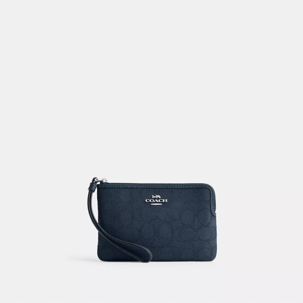 Bolsos de pulsera con cremallera en esquina en jacquard Signature
