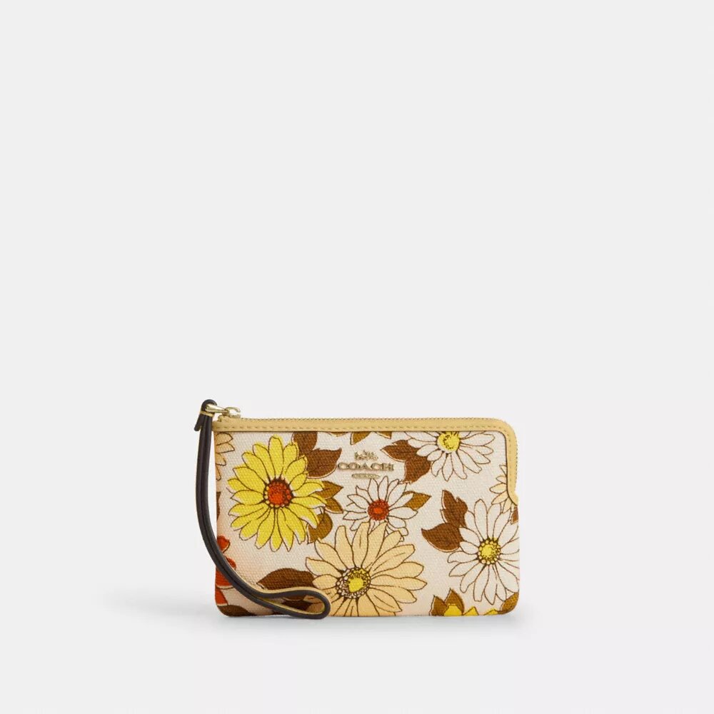 Bolsos de pulsera con cremallera en la esquina y estampado floral