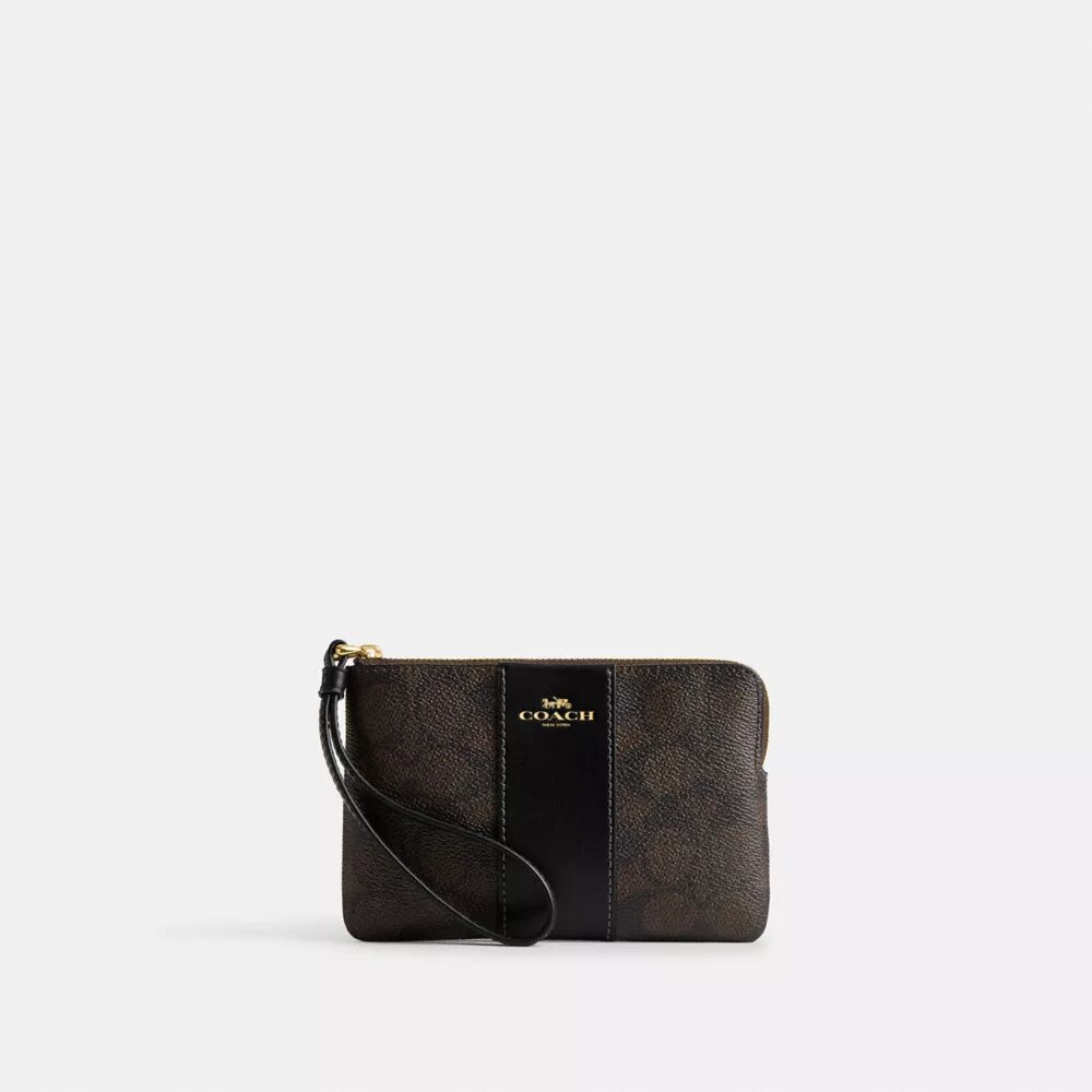 Bolsos de pulsera con cremallera en las esquinas, en Signature Canvas con rayas