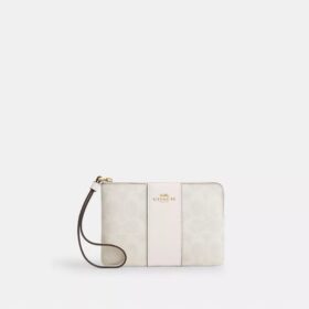 Bolsos de pulsera con cremallera en las esquinas, en Signature Canvas con rayas