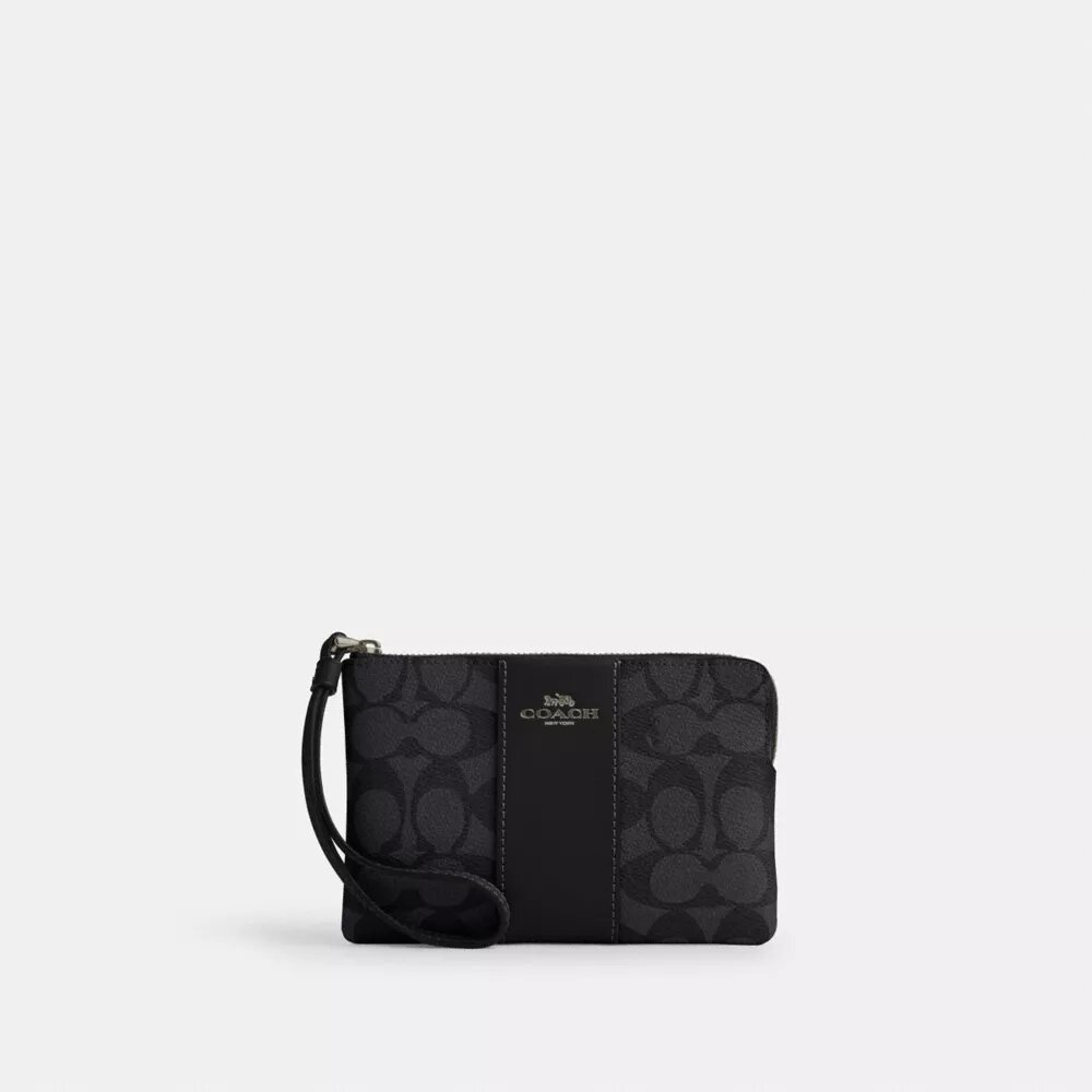 Bolsos de pulsera con cremallera en las esquinas, en Signature Canvas con rayas