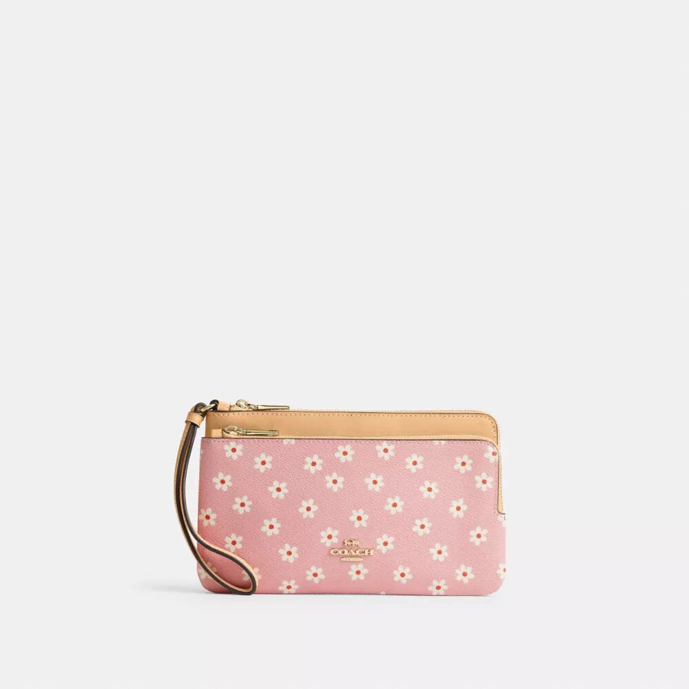 Bolsos de pulsera con doble cremallera y estampado floral