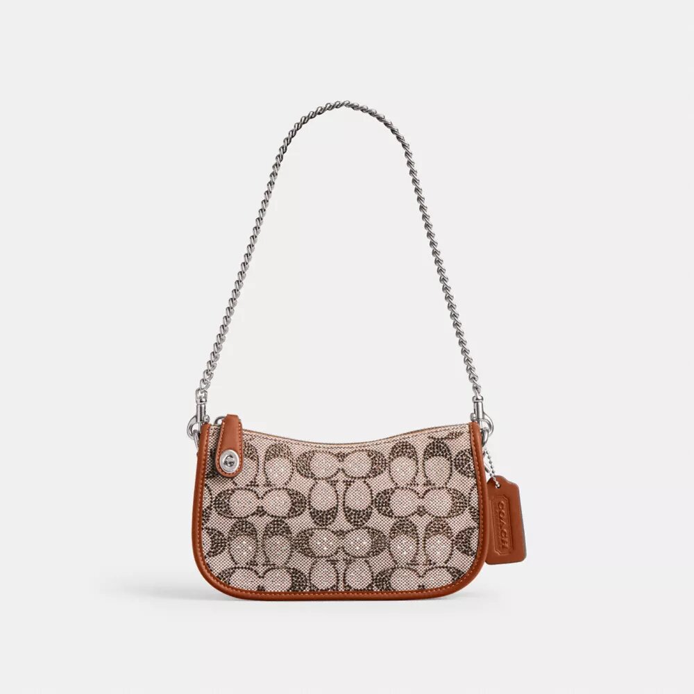 Bolsos Swinger 20 con cadena en jacquard Crystal Signature