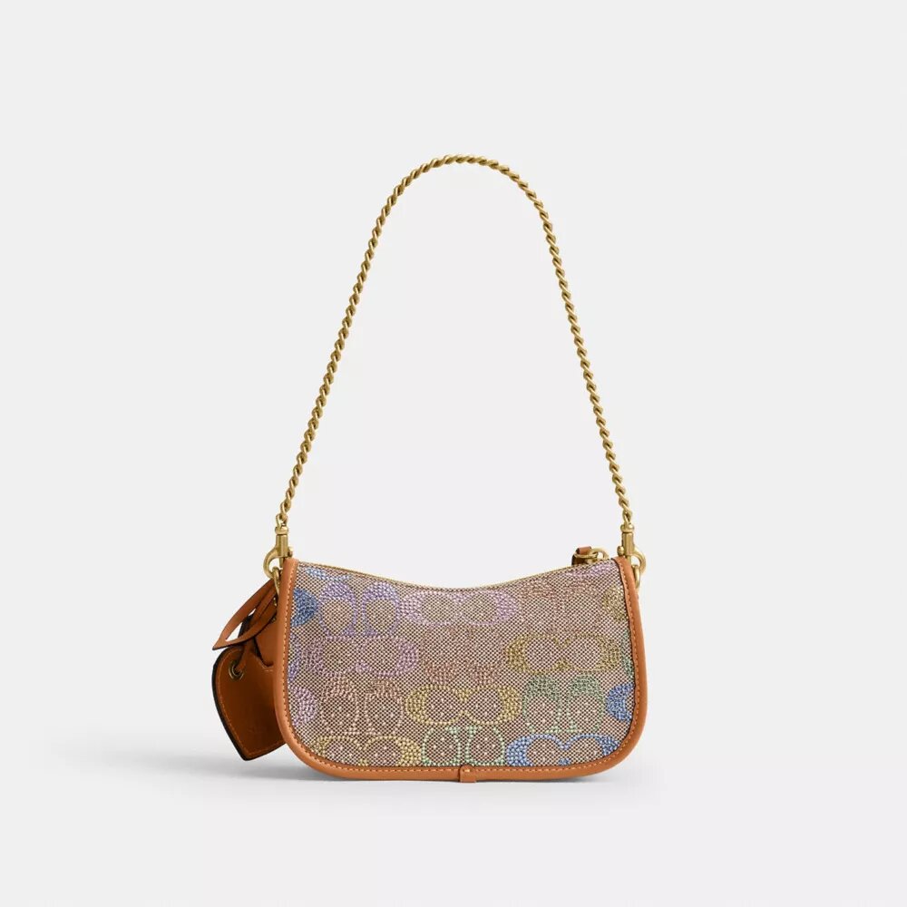 Bolsos Swinger 20 con cadena en jacquard Crystal Signature