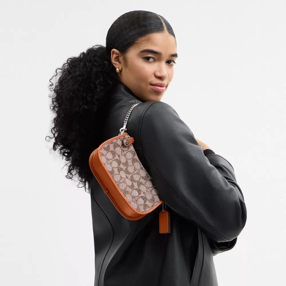 Bolsos Swinger 20 con cadena en jacquard Crystal Signature
