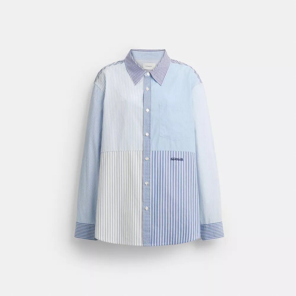 Camisa Oxford de patchwork de algodón reciclado