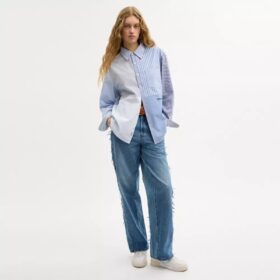 Camisa Oxford de patchwork de algodón reciclado