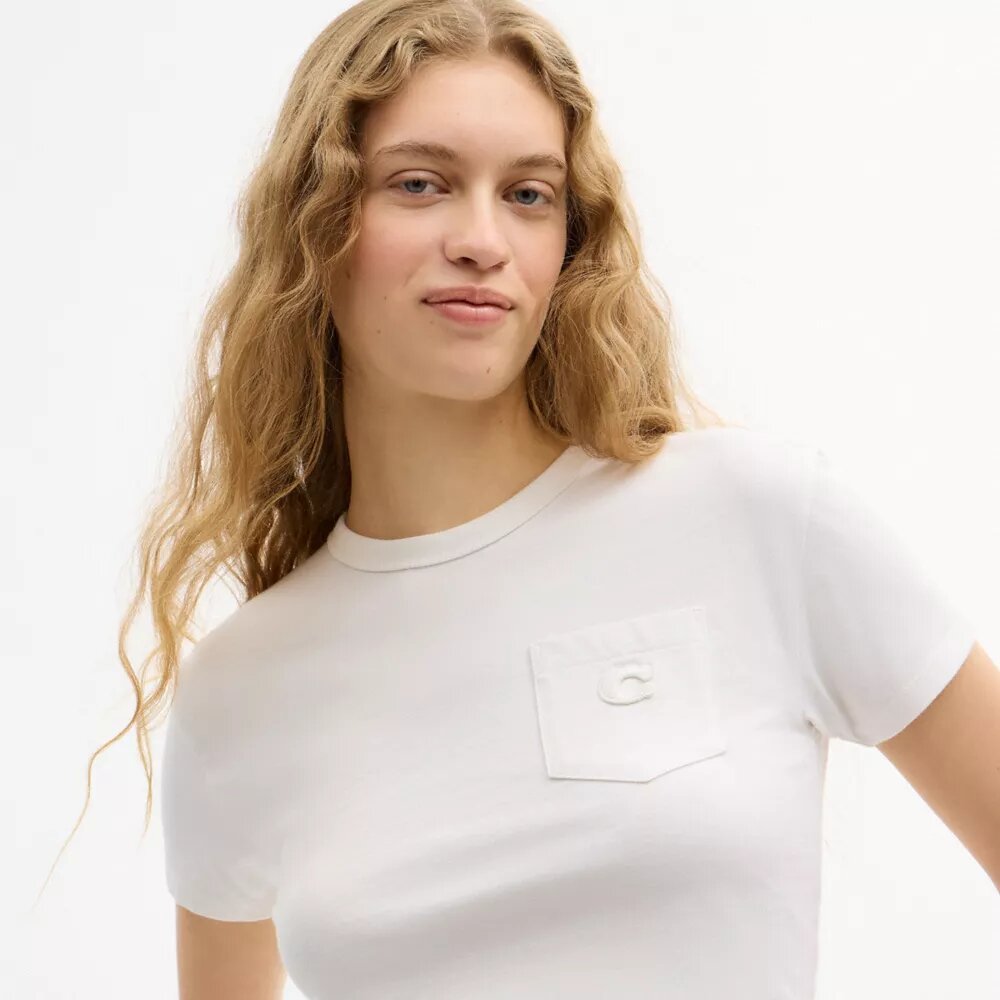 Camiseta de manga corta con bolsillo de algodón orgánico