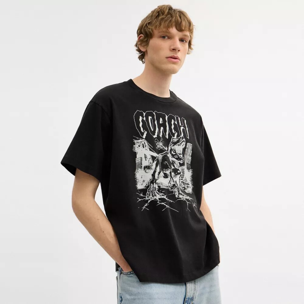Camiseta holgada «Dinosaur City» de algodón orgánico