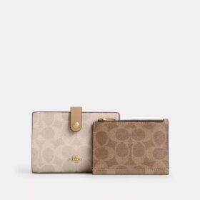 Cartera 2 en 1 en Signature Canvas con estampado en bloques
