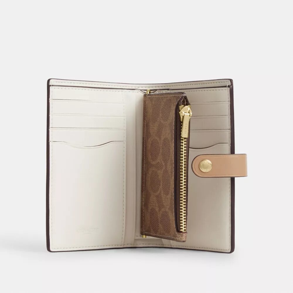 Cartera 2 en 1 en Signature Canvas con estampado en bloques