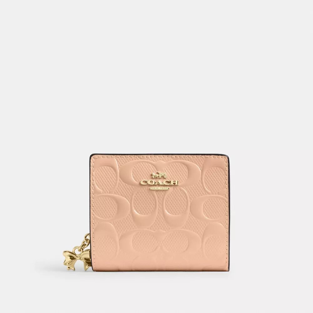 Cartera con cierre a presión en piel exclusiva y Charms