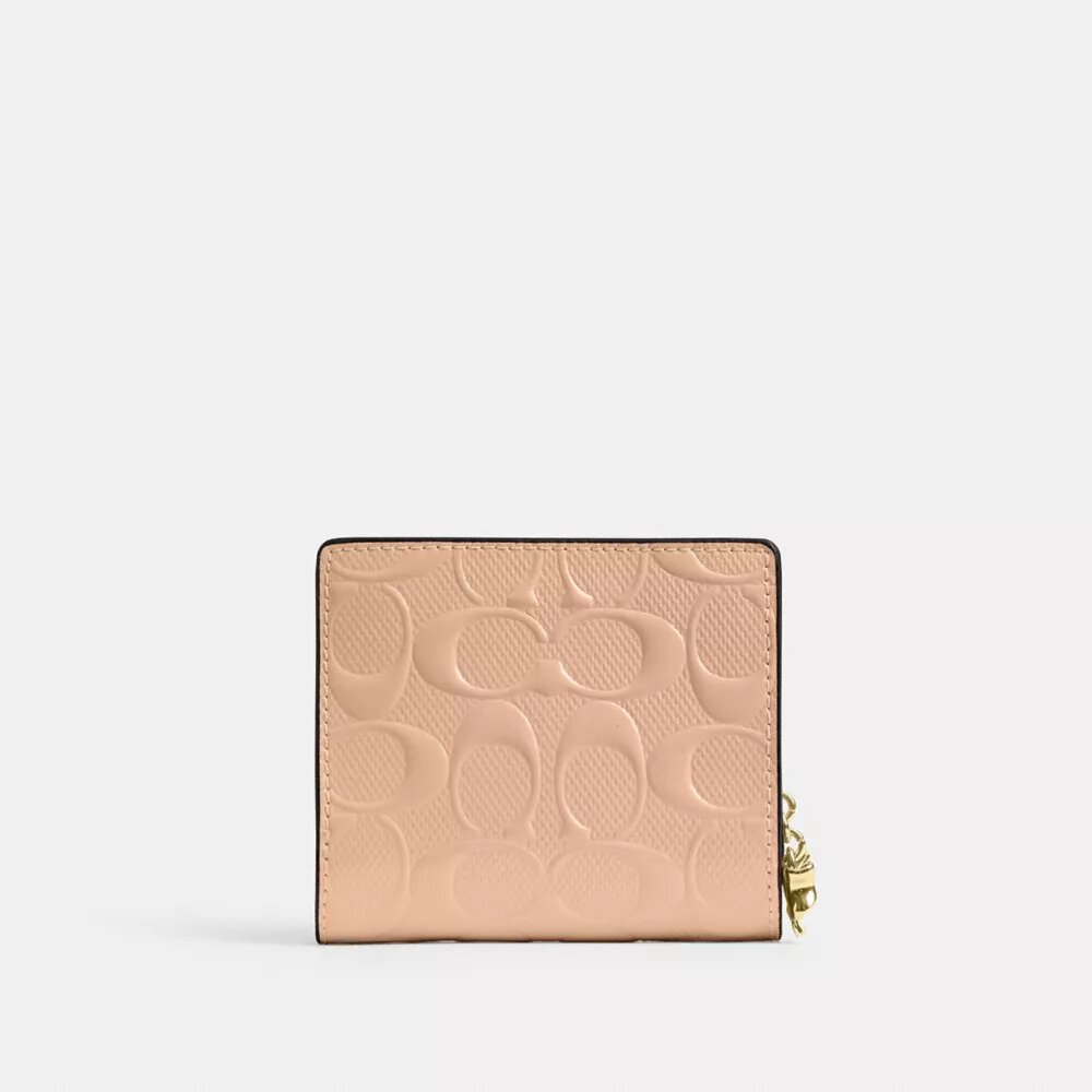 Cartera con cierre a presión en piel exclusiva y Charms