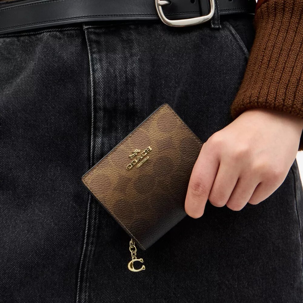 Cartera con cierre a presión en Signature Canvas con efecto degradado