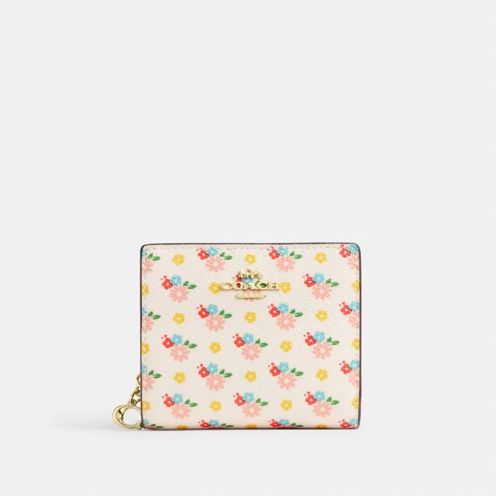 Cartera con cierre a presión, estampado floral y Charms