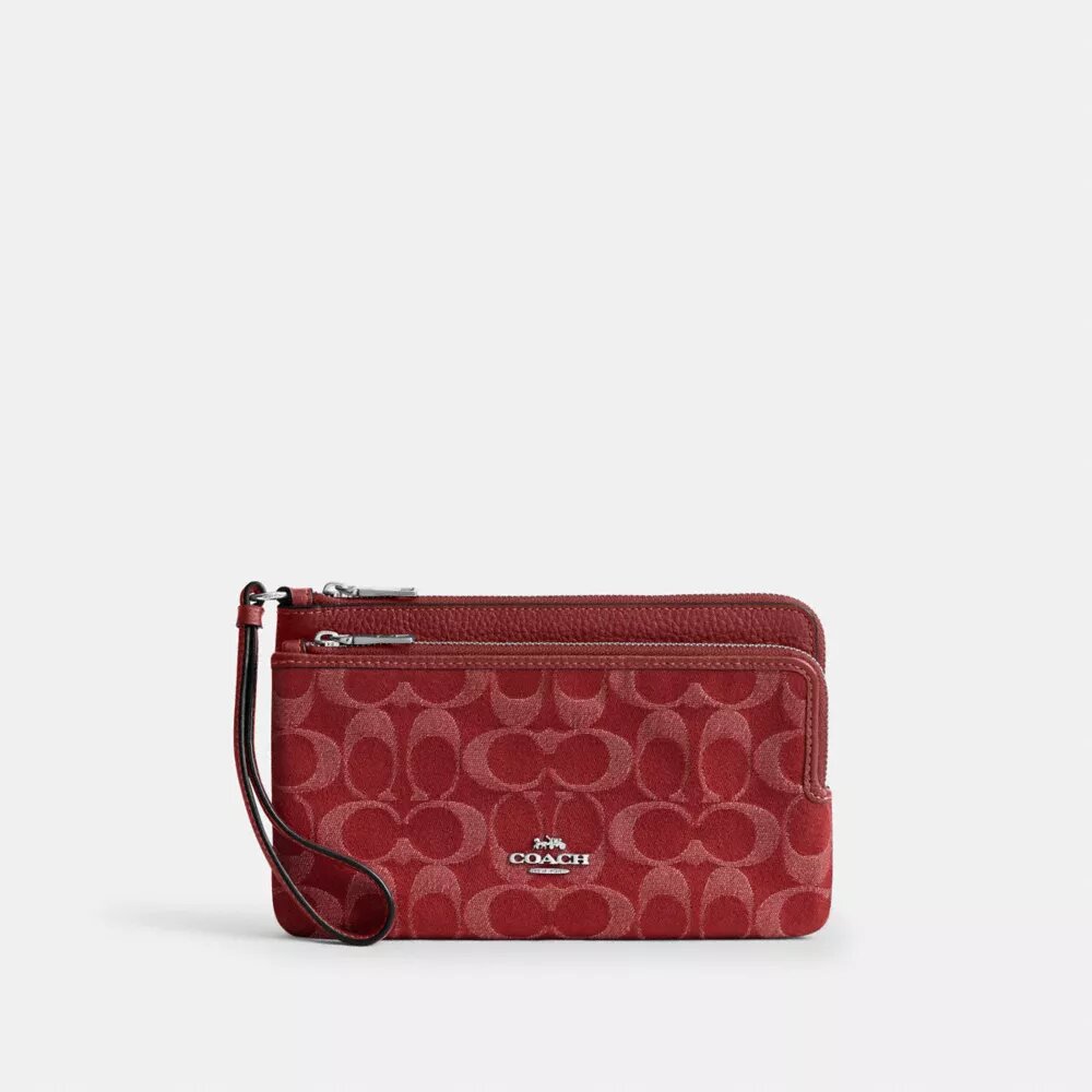 Cartera con doble cremallera en denim exclusivo