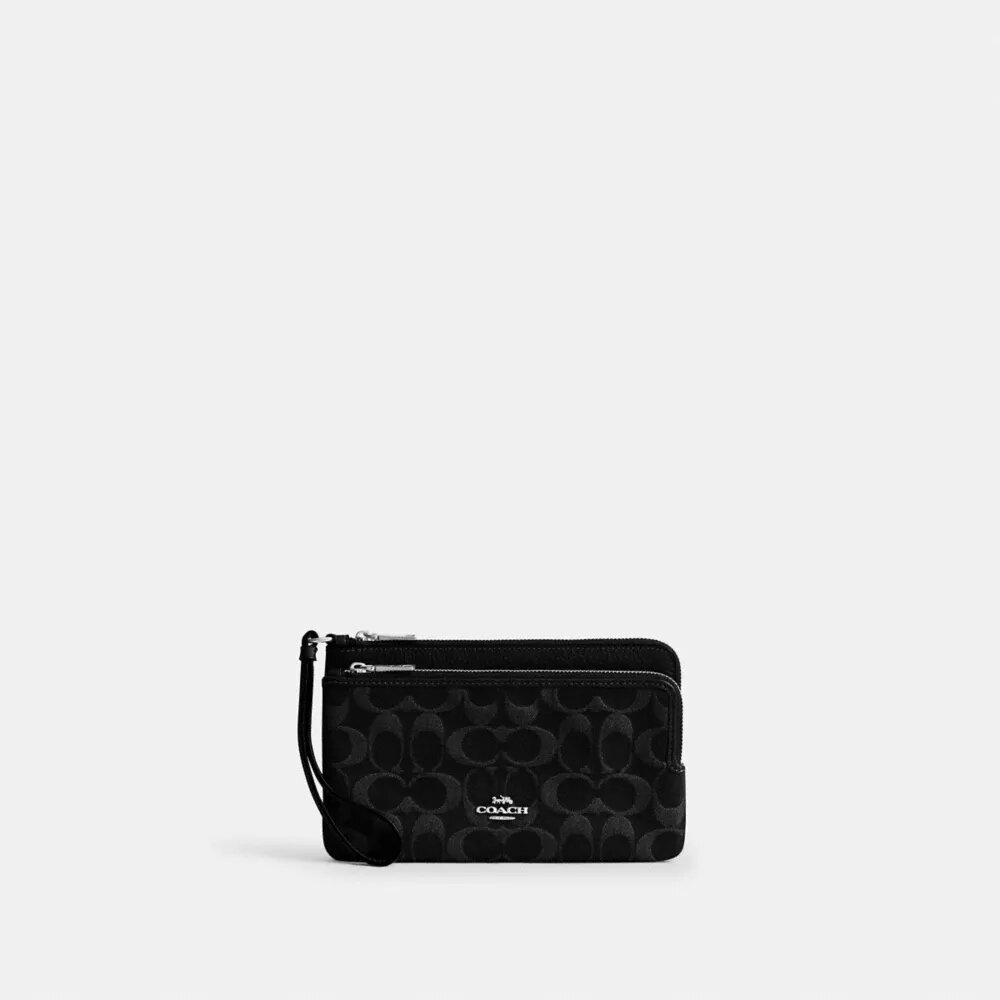 Cartera con doble cremallera en denim exclusivo